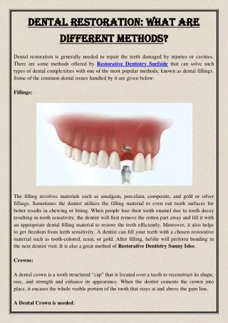 dental restoration what are dental restoration