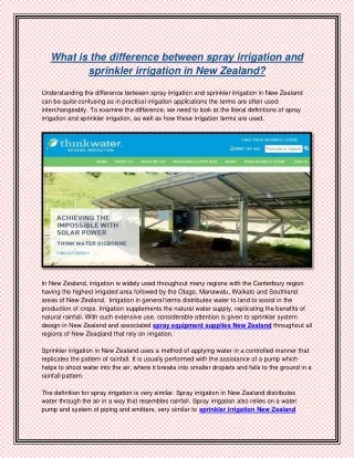 What is the difference between spray irrigation and sprinkler irrigation in New Zealand