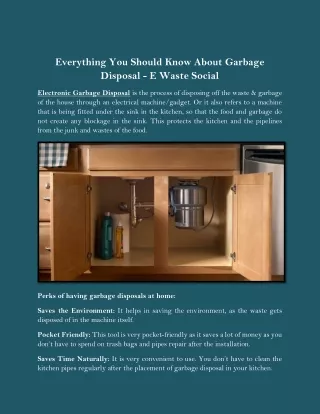 Everything You Should Know About Garbage Disposal - E Waste Social