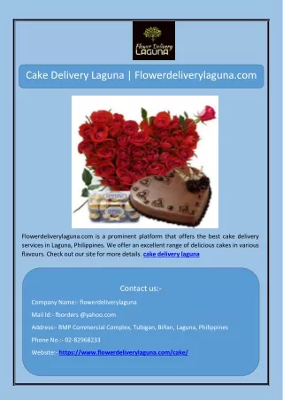 Cake Delivery Laguna | Flowerdeliverylaguna.com