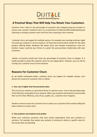 6 Practical Ways That Will Help You Retain Your Customers