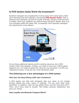 Is POS System Dubai Worth the Investment?