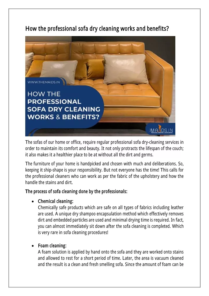 how the professional sofa dry cleaning works