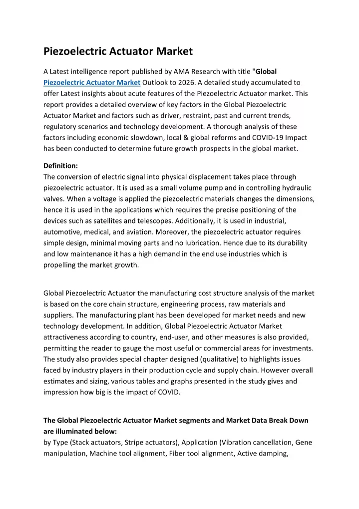 piezoelectric actuator market