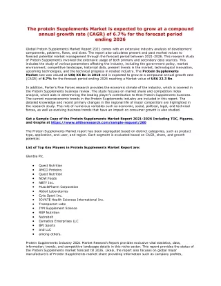the protein supplements market is expected