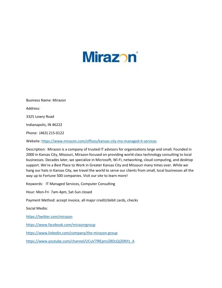 business name mirazon