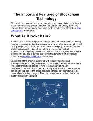 the important features of blockchain technology