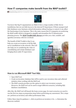 how it companies make benefit from the map toolkit