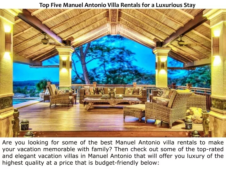 top five manuel antonio villa rentals