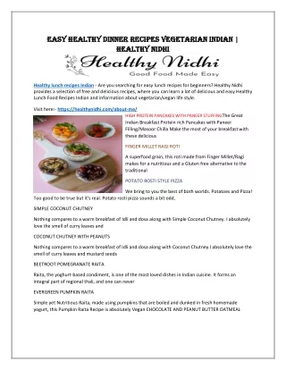 Healthy lunch recipes Indian