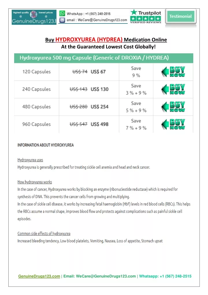 buy hydroxyurea hydrea medication online