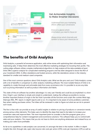 Getting The Oribi Analytics Tool To Work