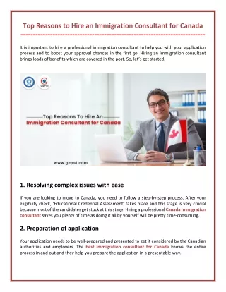Top Reasons to Hire an Immigration Consultant for Canada