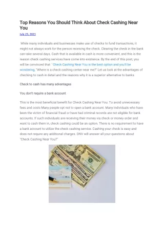 top reasons you should think about check cashing