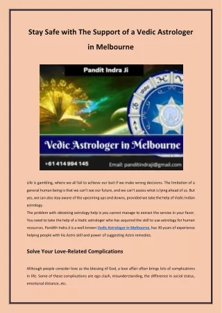 Stay Safe with The Support of a Vedic Astrologer in Melbourne