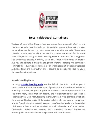 returnable steel containers