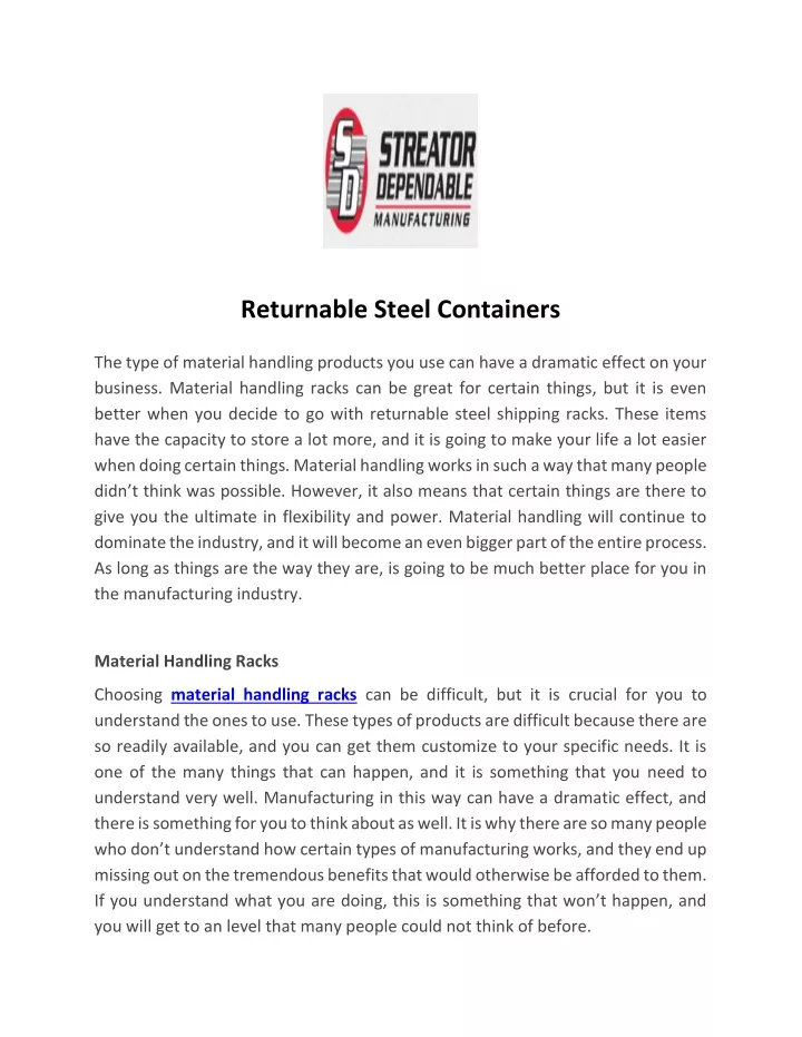 returnable steel containers