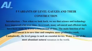 5 VARIANTS OF LEVEL GAUGES AND THEIR CONSTRUCTION