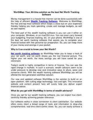 worthmap your all time solution as the best