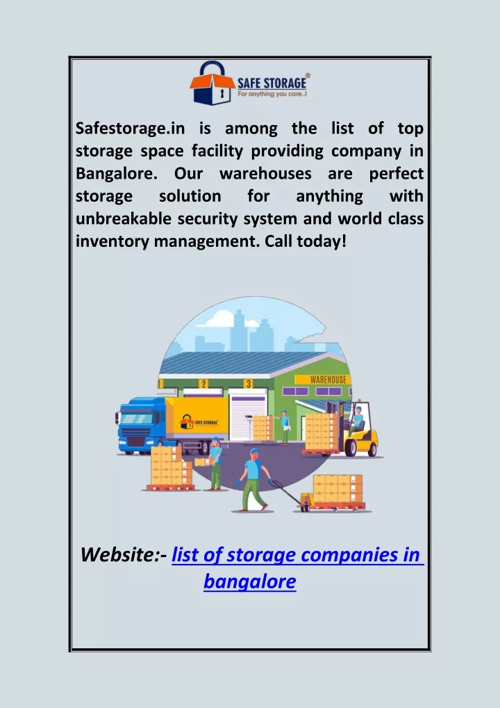 safestorage in is among the list of top storage