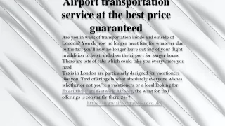 Airport transportation service at the best price guaranteed