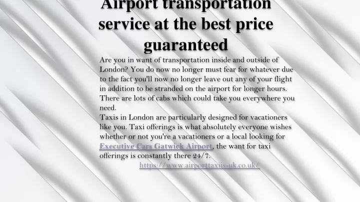 airport transportation service at the best price