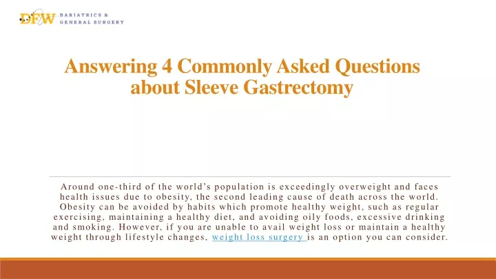 answering 4 commonly asked questions about sleeve gastrectomy