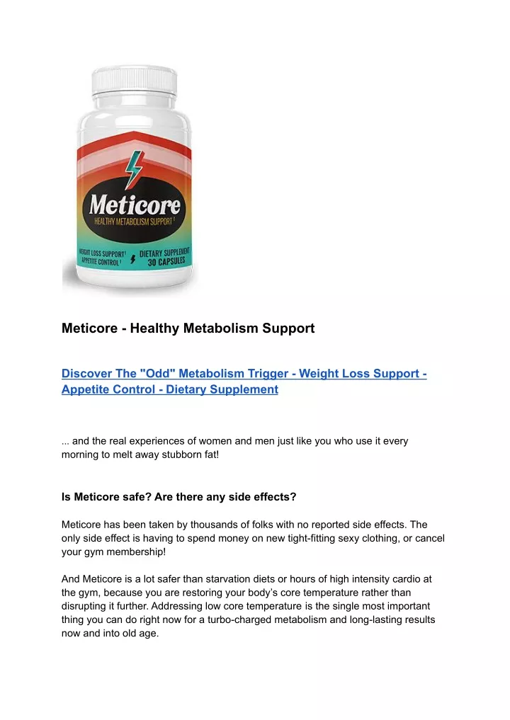meticore healthy metabolism support