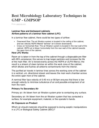 Best Microbiology Laboratory Techniques in GMP