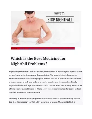 Which is the Best Medicine for Nightfall Problems-