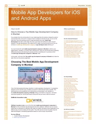 How to Choose a Top Mobile App Development Company in Mumbai