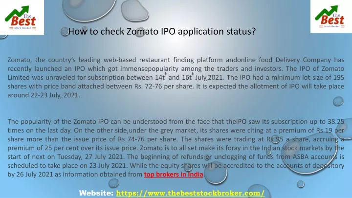 how to check zomato ipo application status