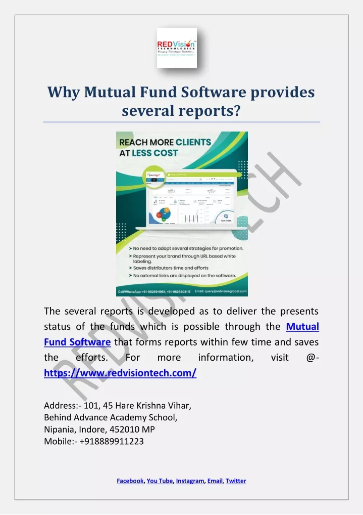 why mutual fund software provides several reports