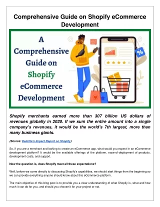 Comprehensive Guide on Shopify eCommerce Development