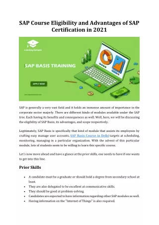 SAP Course Eligibility and Advantages of SAP Certification in 2021