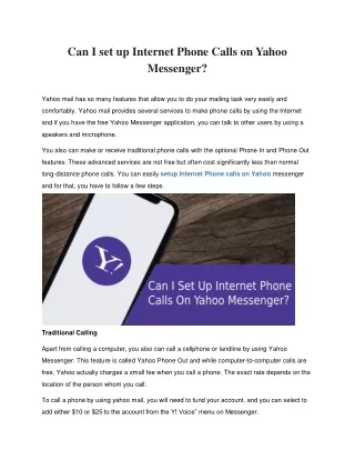 Can I set up Internet Phone Calls on Yahoo Messenger?