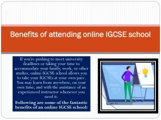Benefits of attending online IGCSE school