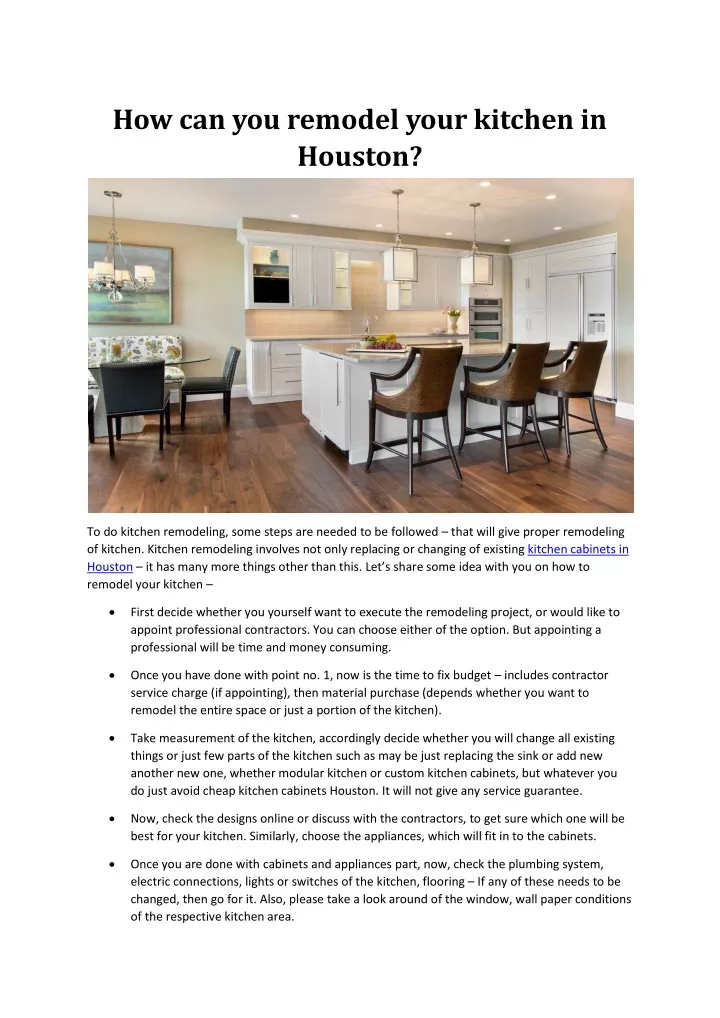 how can you remodel your kitchen in houston