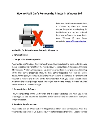 how to fix if can t remove the printer in window