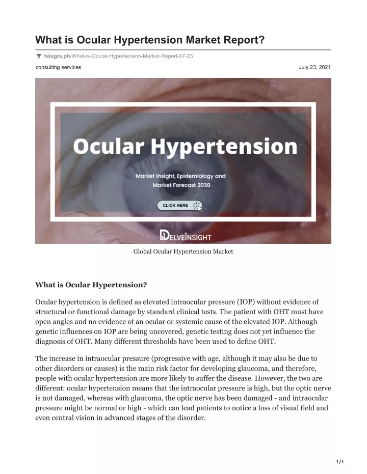 what is ocular hypertension market report