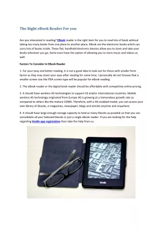 The Right eBook Reader For you