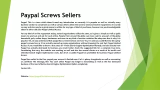 paypal screws sellers