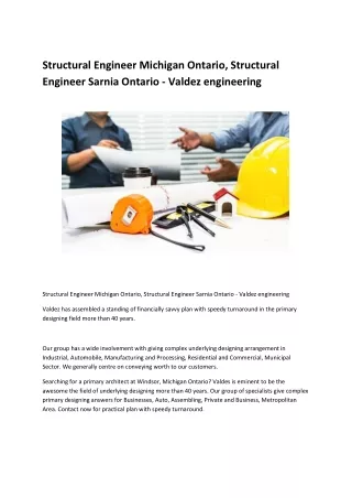 Structural Engineer Michigan Ontario, Structural Engineer Sarnia Ontario - Valdezengineering