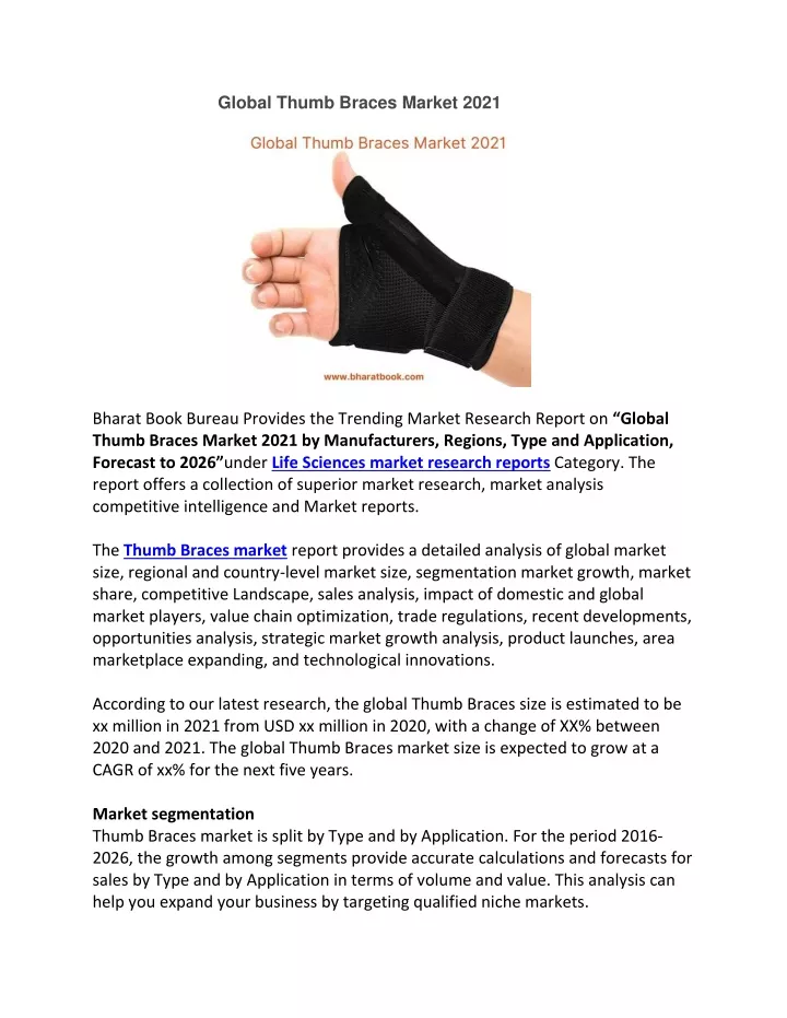 global thumb braces market 2021