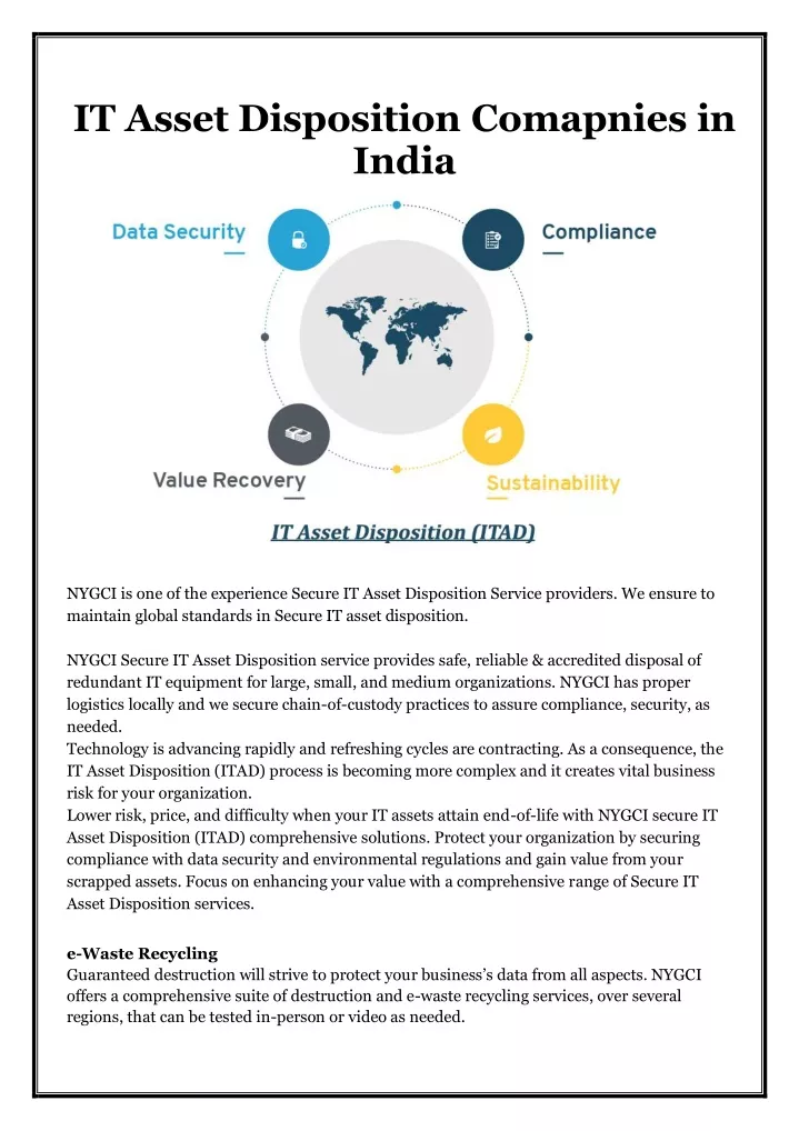 it asset disposition comapnies in india