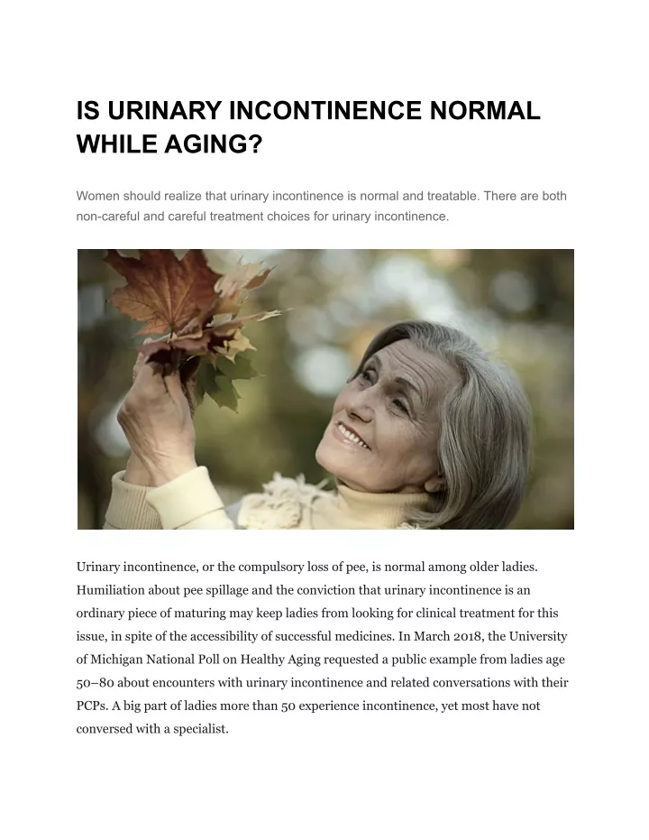 is urinary incontinence normal while aging