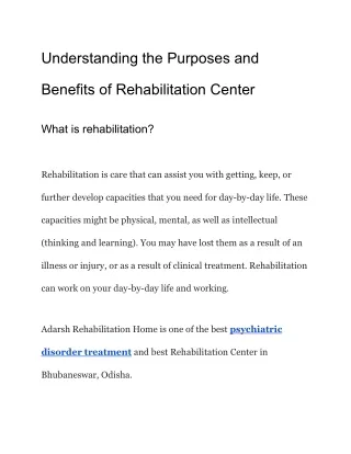 Benefits of Rehabilitation Center