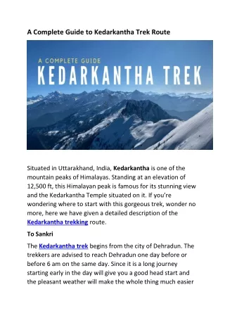 a complete guide to kedarkantha trek route