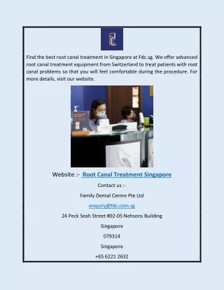 Root Canal Treatment Singapore | Fdc.sg