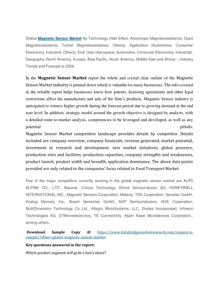 global magnetic sensor market by technology hall